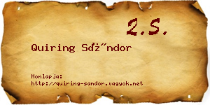 Quiring Sándor névjegykártya